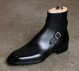 Black Leather Thompson Slip On Jodhpur Boots