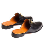 Flat Feet Shoes - Black Leather Loures Horsebit Slippers with Arch Support