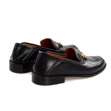 Black Leather Penela Horsebit Collapsible Loafer Slippers