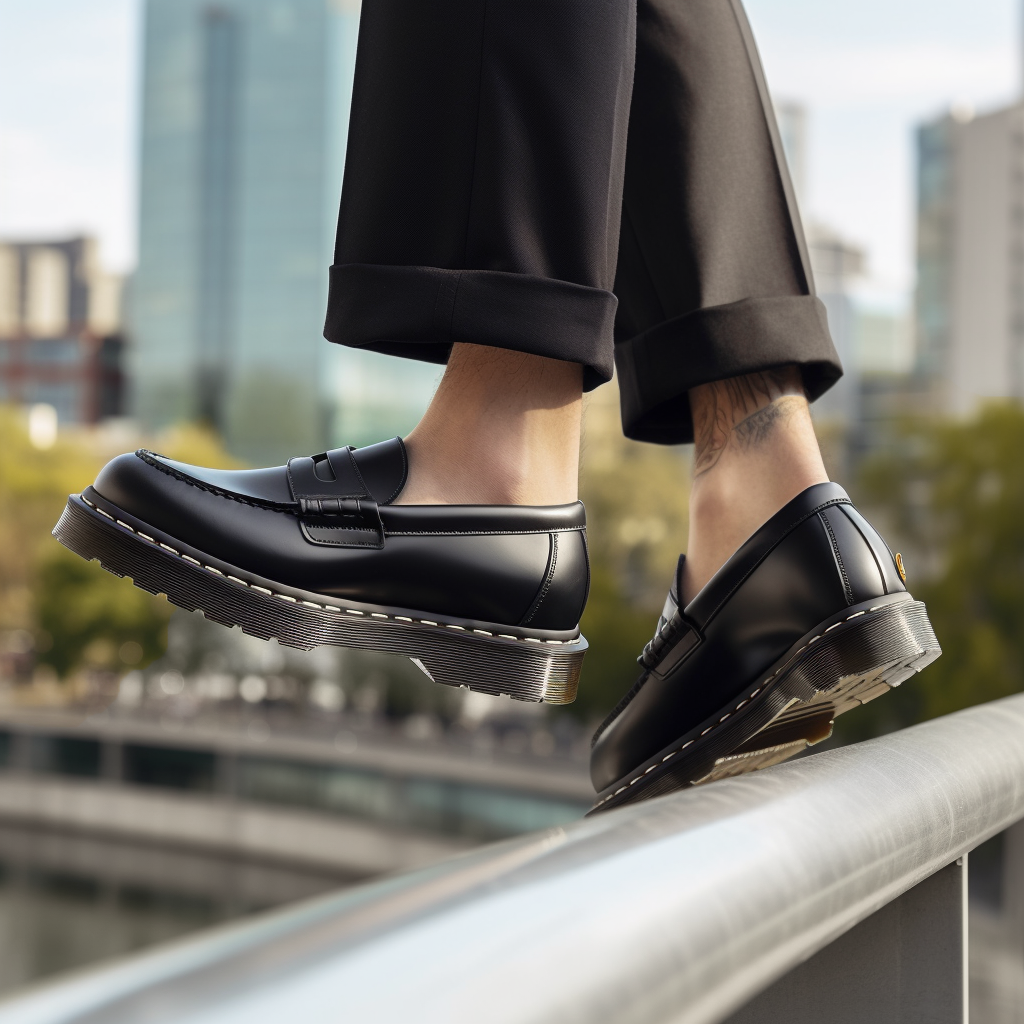 Black Leather Vancouvea Chunky Penny Loafers