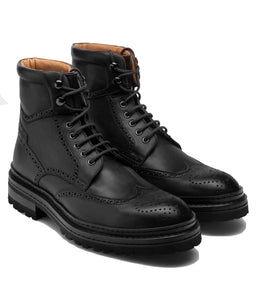 Black Leather Troyes Chunky Derby Boots