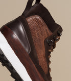 Brown Leather and Suede Dreketi High Top Sneaker Boots