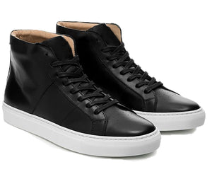 Height Increasing Black Leather Coleman Sneaker Boots