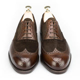 Flat Feet Shoes - Brown Suede & Leather Romford Brogue Oxfords with Arch Support