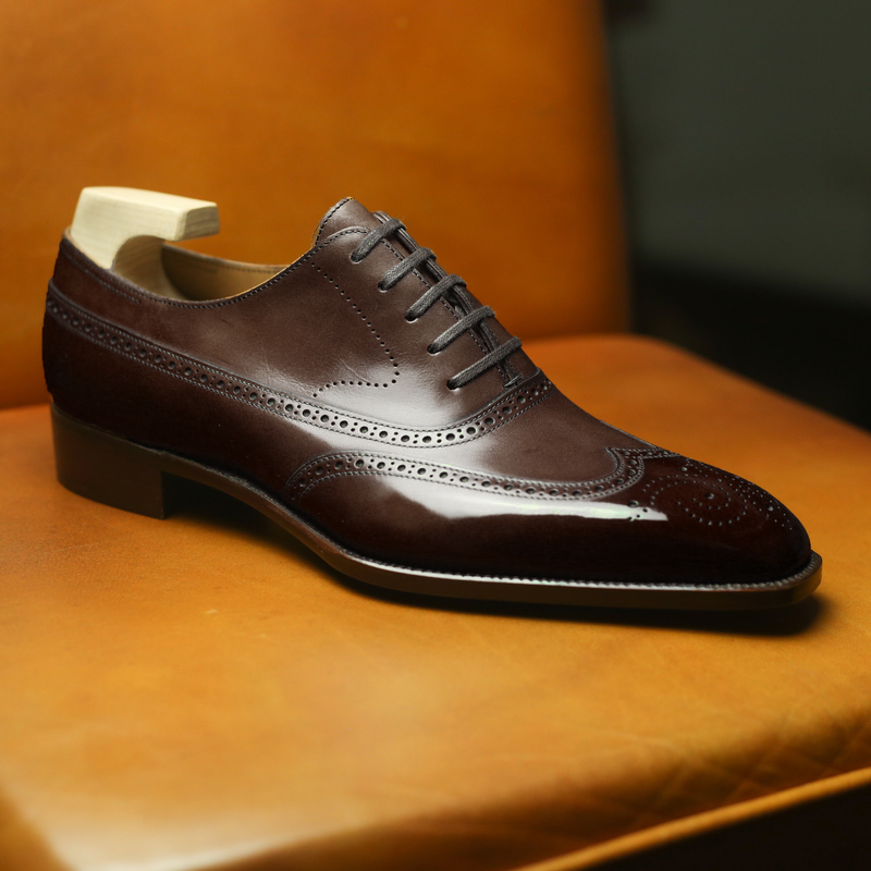 Brown Leather Cedara Brogue Wingtip Oxfords