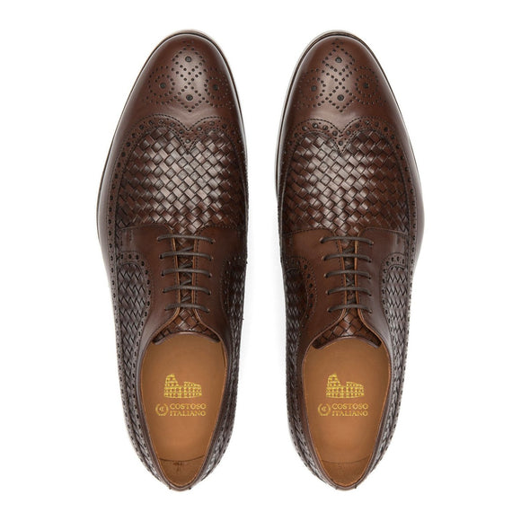Flat Feet Shoes - Brown Leather Norwood Brogue Derby Shoes with Arch Support