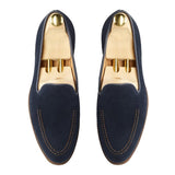 Flat Feet Shoes - Navy Blue Suede Rotenburg Loafers with Arch Support