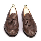 Flat Feet Shoes - Brown Hand Woven Braided Leather Acton Tassel Loafers with Arch Support