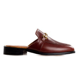 Flat Feet Shoes - Burgundy Brown Leather Loures Horsebit Slippers with Arch Support