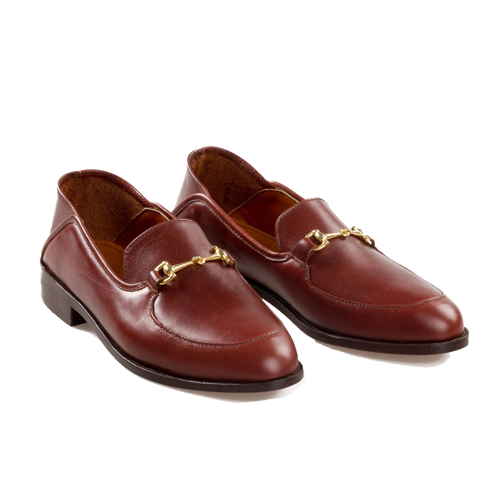 Brown Leather Penela Horsebit Collapsible Loafer Slippers