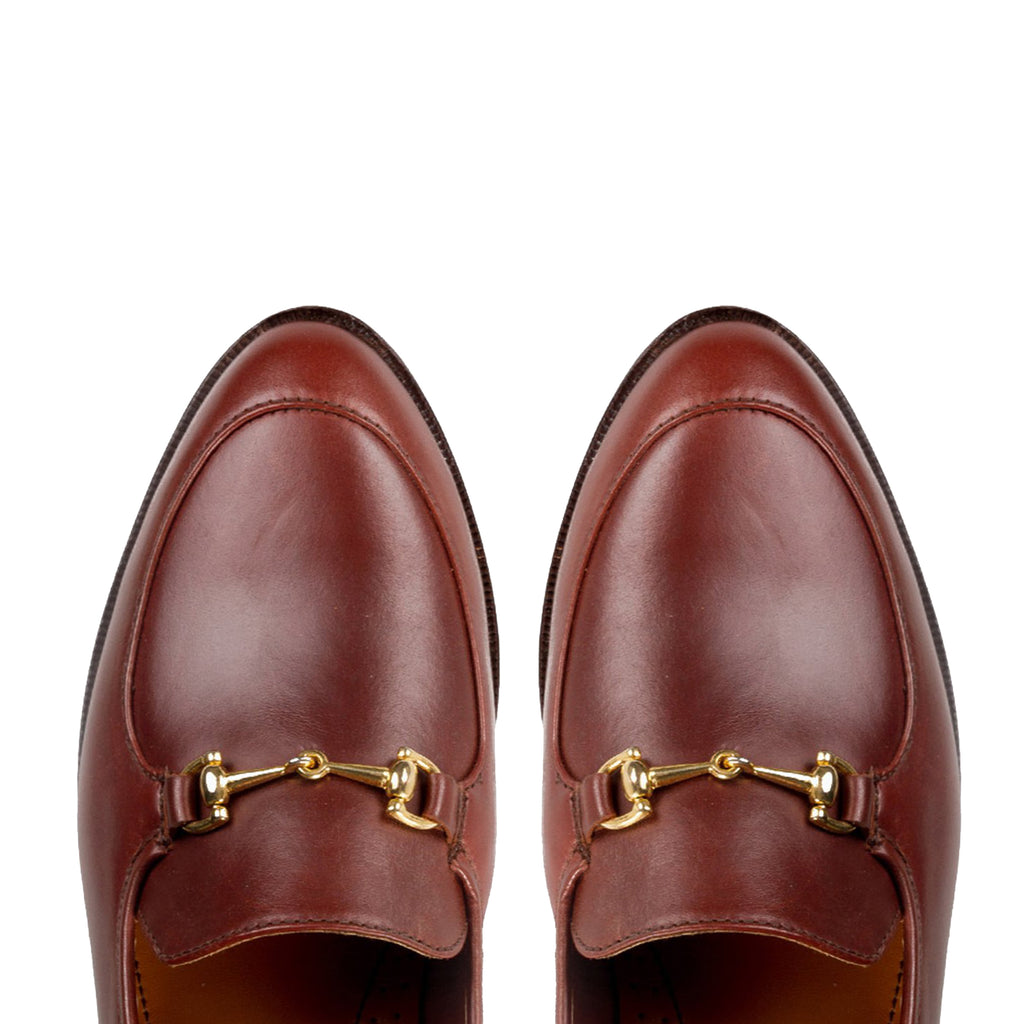Brown Leather Penela Horsebit Collapsible Loafer Slippers