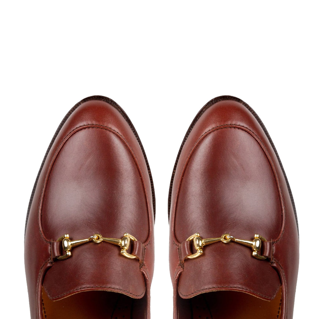 Flat Feet Shoes - Brown Leather Penela Horsebit Collapsible Loafer Slippers with Arch Support