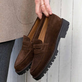 Brown Suede Belize Chunky Penny Loafers