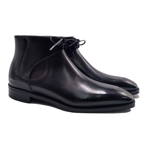 Flat Feet Shoes - Black Leather Cowra Chelsea Boots with Arch Support