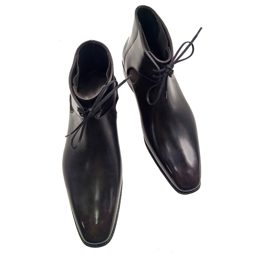 Height Increasing Black Leather Cowra Chelsea Boots