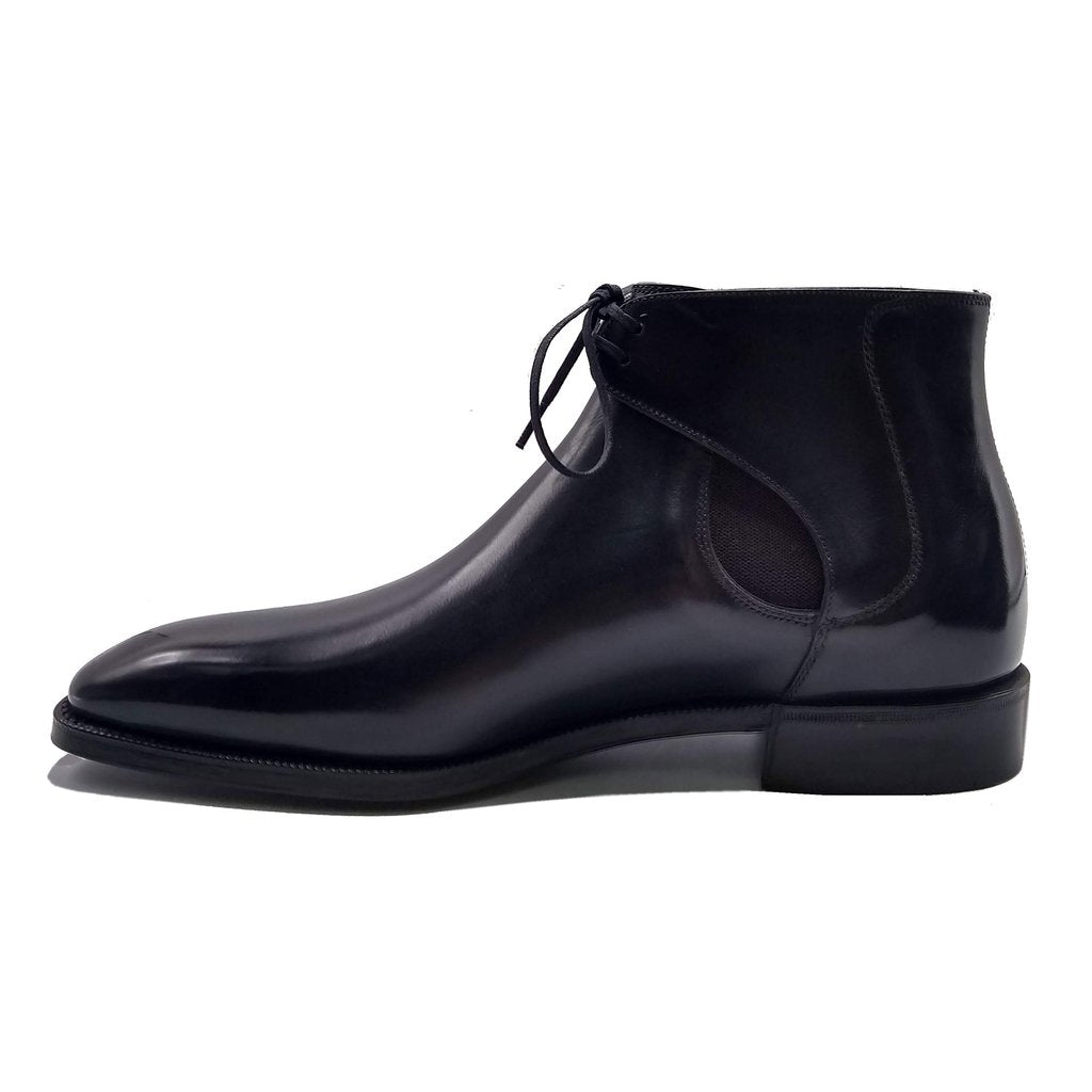 Height Increasing Black Leather Cowra Chelsea Boots
