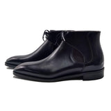 Height Increasing Black Leather Cowra Chelsea Boots