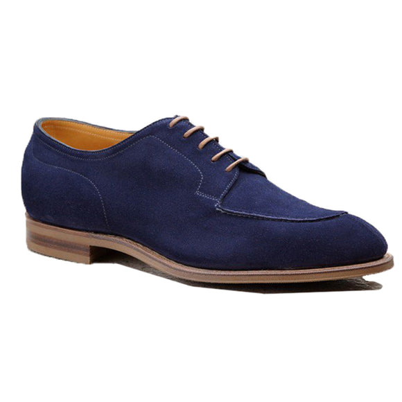 Height Increasing Navy Blue Suede Hamlet Derby Shoes
