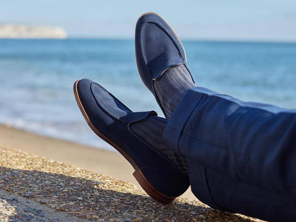 Navy Blue Suede Zephyr Loafers - SS23