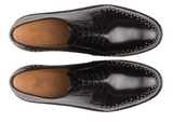 Black Leather Spike Studded Gleno Derby Shoes