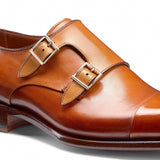 Flat Feet Shoes - Tan Leather Castle Monk Straps with Arch Support
