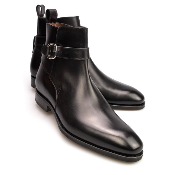 Height Increasing Black Leather Thesus Jodhpur Boots
