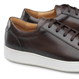 Height Increasing Brown Leather Cornella Lace Up Sneakers