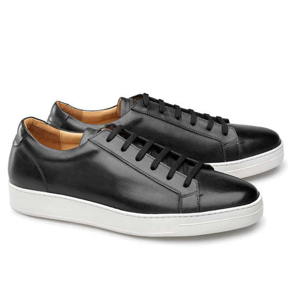 Height Increasing Black Leather Cornella Lace Up Sneakers