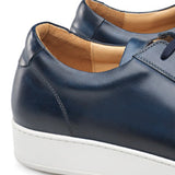 Navy Blue Leather Cornella Lace Up Sneakers