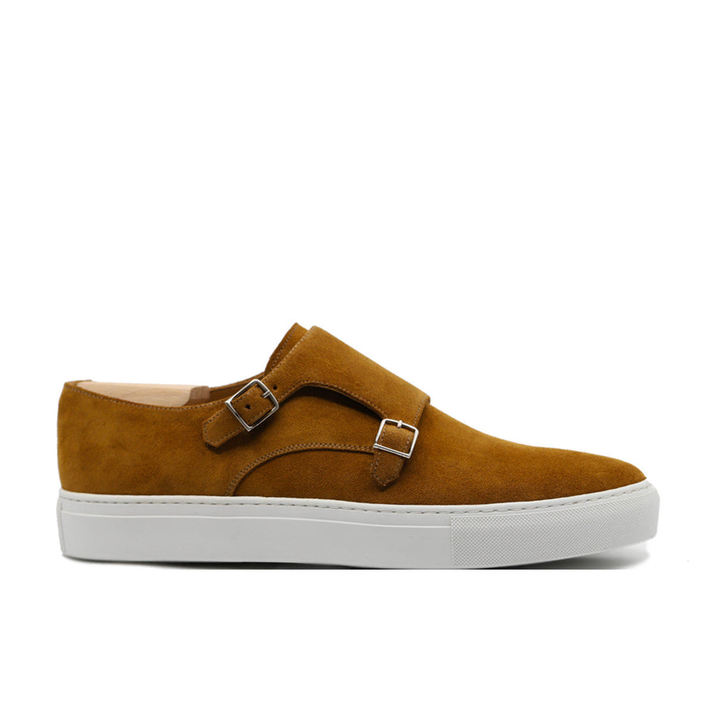 Height Increasing Tan Suede Ferrol Monk Strap Sneakers