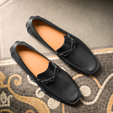 Black Leather Davos Driving Loafers