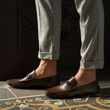 Brown Leather Davos Driving Loafers 