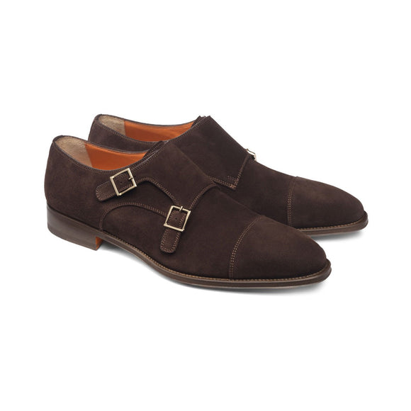 Flat Feet Shoes - Brown Suede Castle Monk Straps with Arch Support
