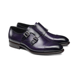 Flat Feet Shoes - Purple Leather Castle Monk Straps with Arch Support