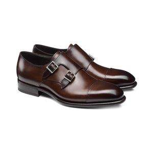 Flat Feet Shoes - Brown Leather Castle Monk Straps with Arch Support