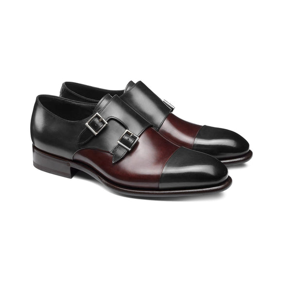 Flat Feet Shoes - Black and Brown Leather Castle Monk Straps with Arch Support