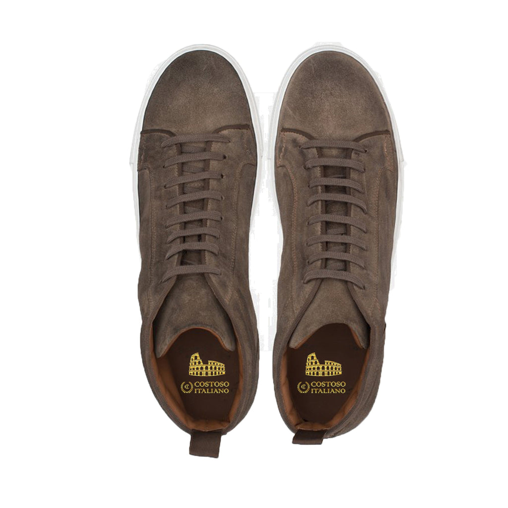Height Increasing Biege Suede Leather Angus Sneaker Boots