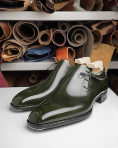 Green Leather Camria Whole Cut Oxfords 