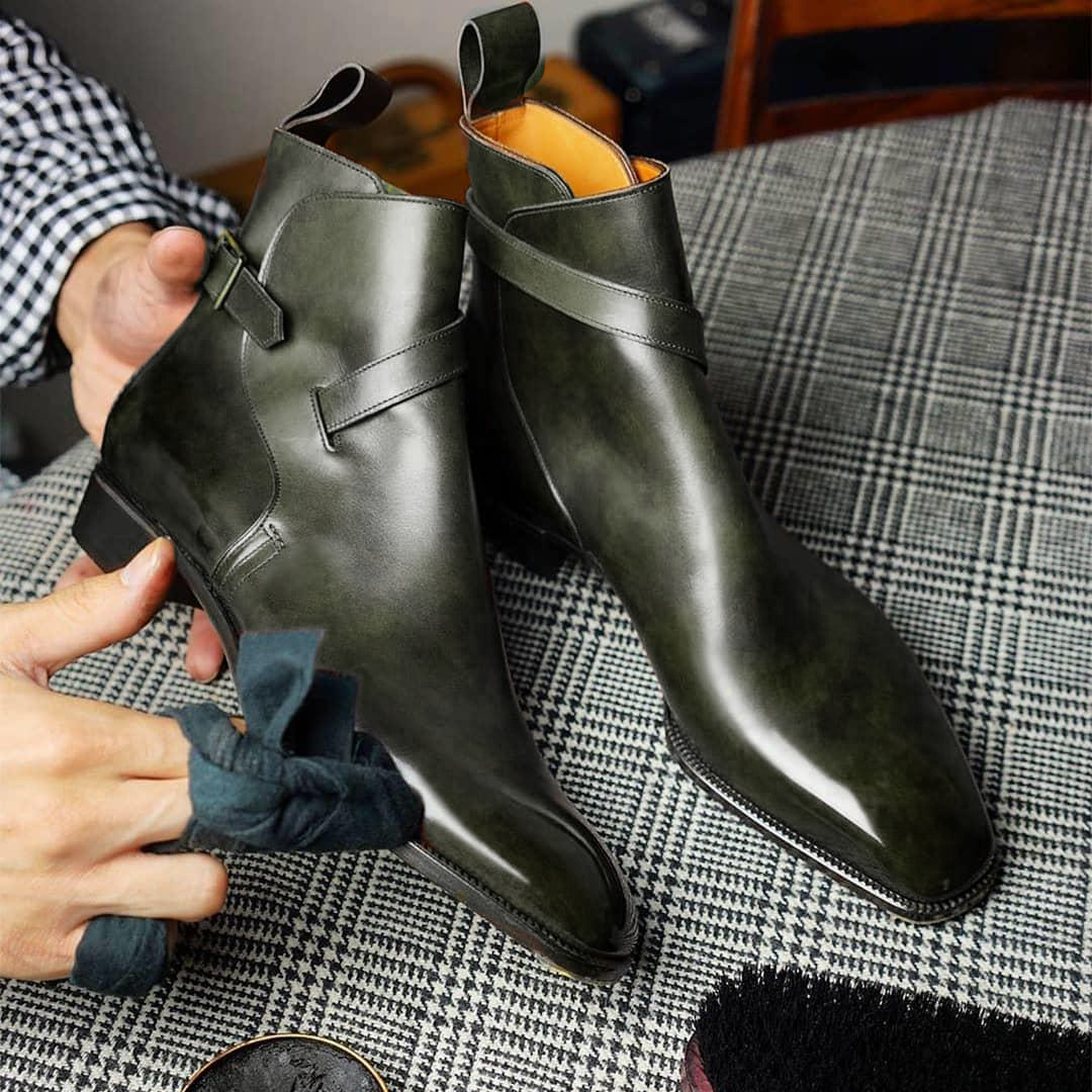 Green Leather Alvor Slip On Jodhpur Boots