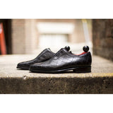 Flat Feet Shoes - Black Leather Copnor Oxfords with Arch Support