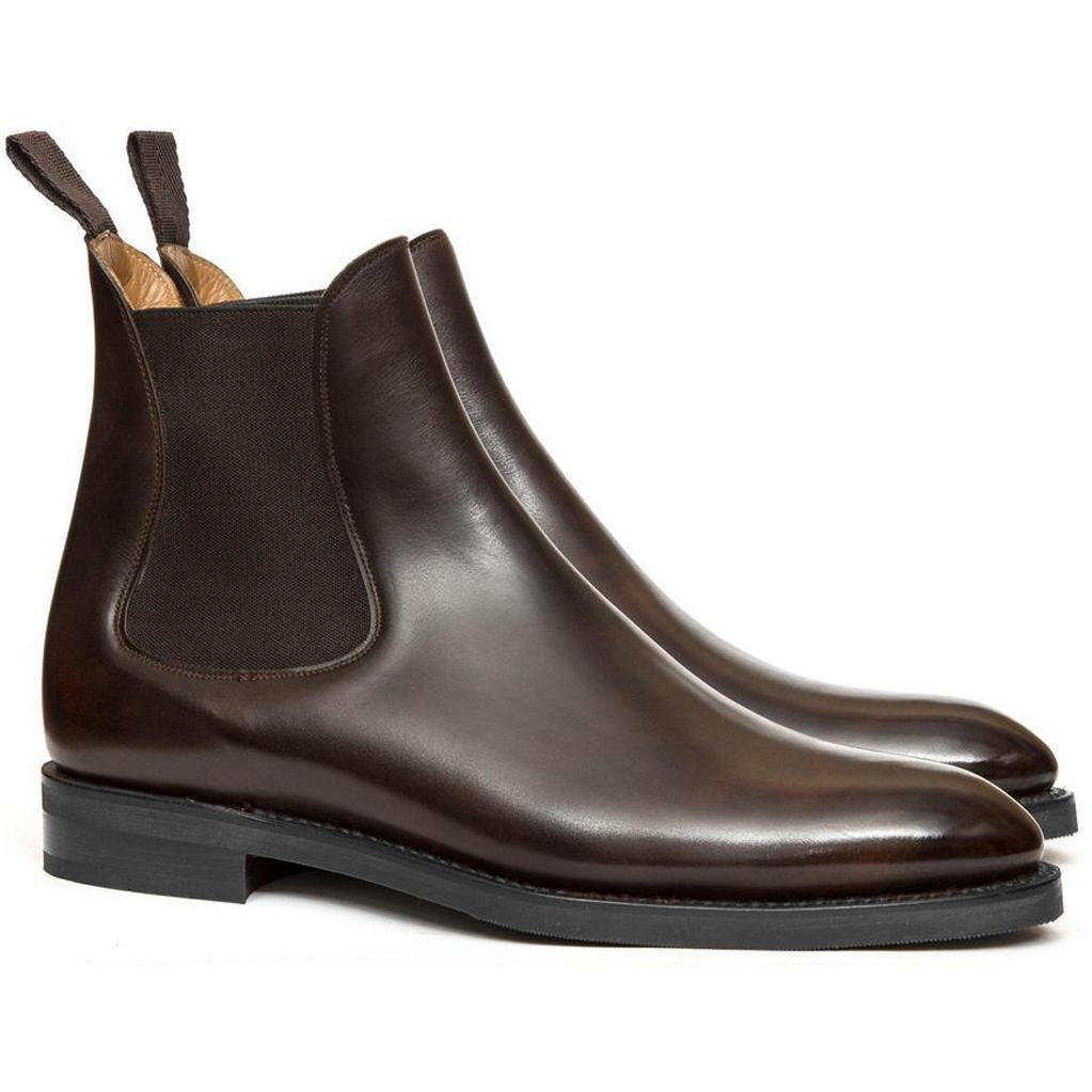 Flat Feet Shoes - Brown Leather Fenland Slip On Chelsea Boots with Arch Support