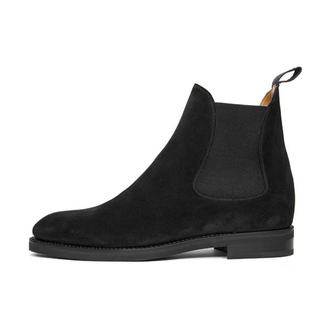 Height Increasing Black Suede Fenland Slip On Chelsea Boots