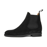Flat Feet Shoes - Black Suede Fenland Slip On Chelsea Boots with Arch Support