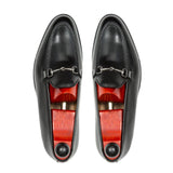 Flat Feet Shoes - Black Leather Palmela Horsebit Loafers with Arch Support