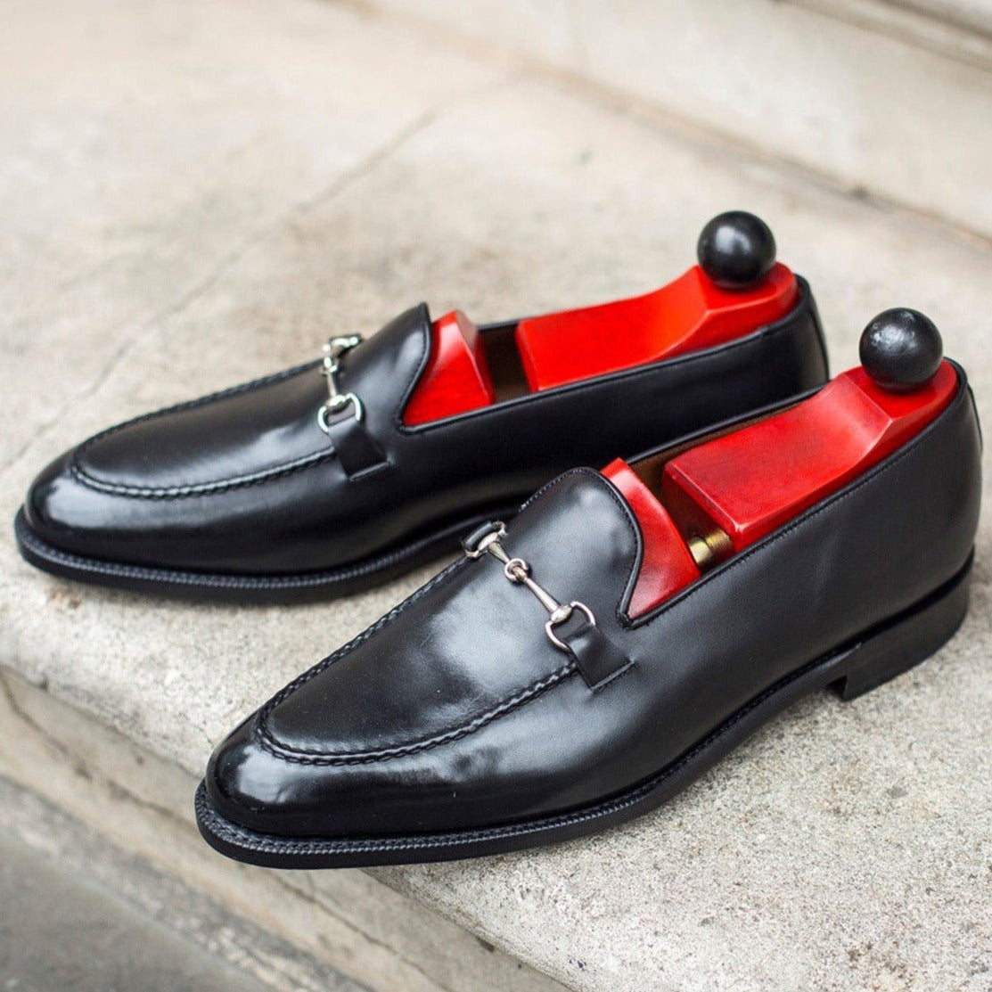 Black Leather Palmela Horsebit Loafers
