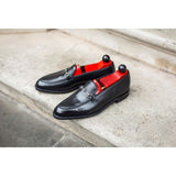 Flat Feet Shoes - Black Leather Palmela Horsebit Loafers with Arch Support