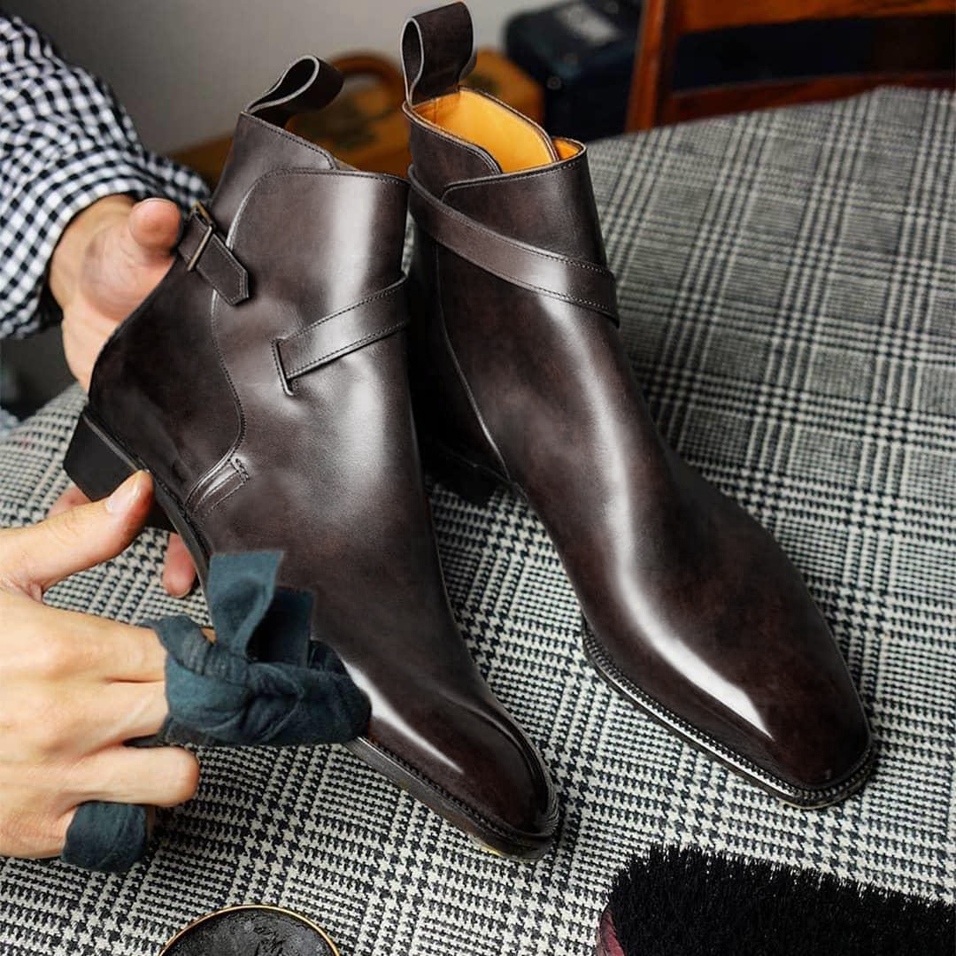 Chocolate Brown Leather Alvor Slip On Jodhpur Boots