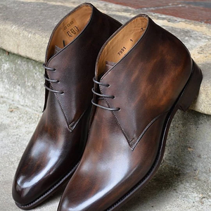 Height Increasing Brown Leather Navarre Chukka Boots