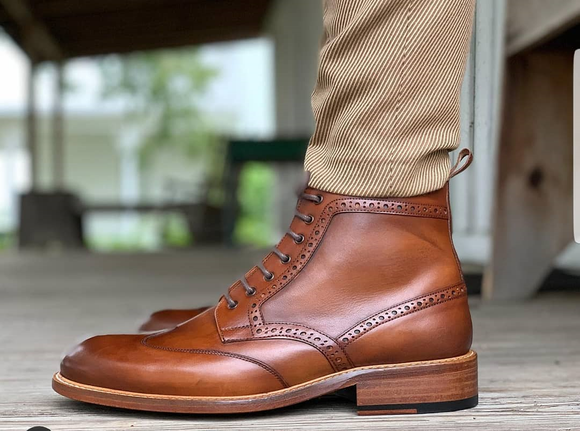 Height Increasing Tan Leather Segovia Derby Boots