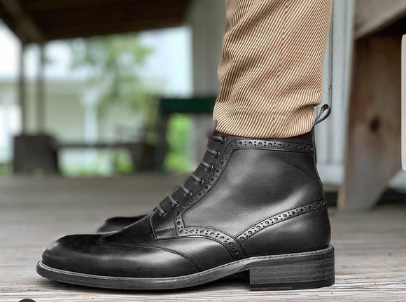 Black Leather Segovia Derby Boots